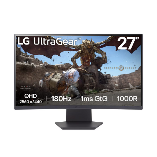 LG MONITOR Gaming UltraGear 27" QHD Curvo 27GS60QC-B HDMI/DisplayPort 180Hz